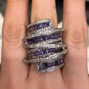 ✨925 Sterling Silver Purple & White Zirconia Ring✨